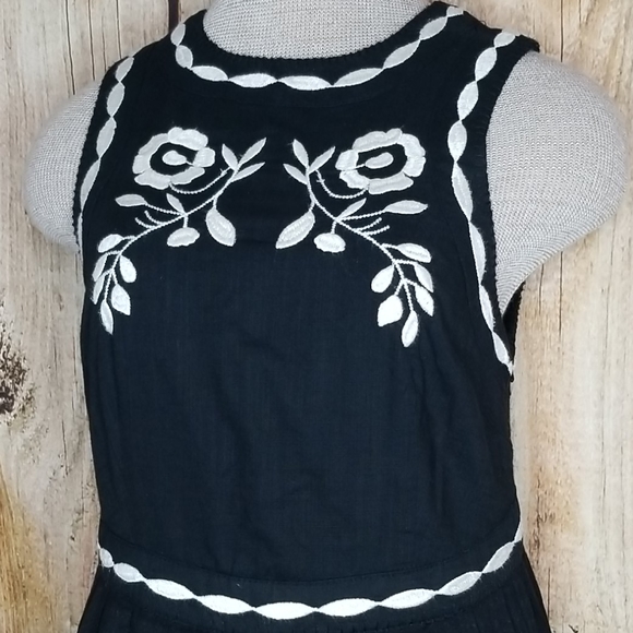 SOLD Free People Dress Birds of a Feather Boho Size 6 Black Cream - Picture 4 of 16